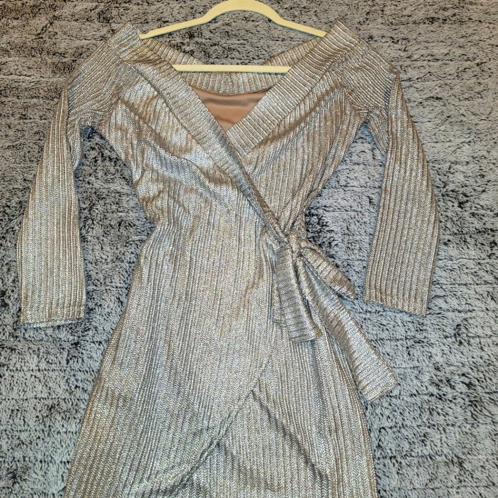 Metallic long sleeve dress